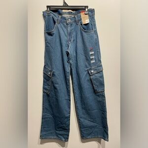 Levi's Superlow Loose Cargo Lightweight Jeans Women's 27X32 Blue NWT